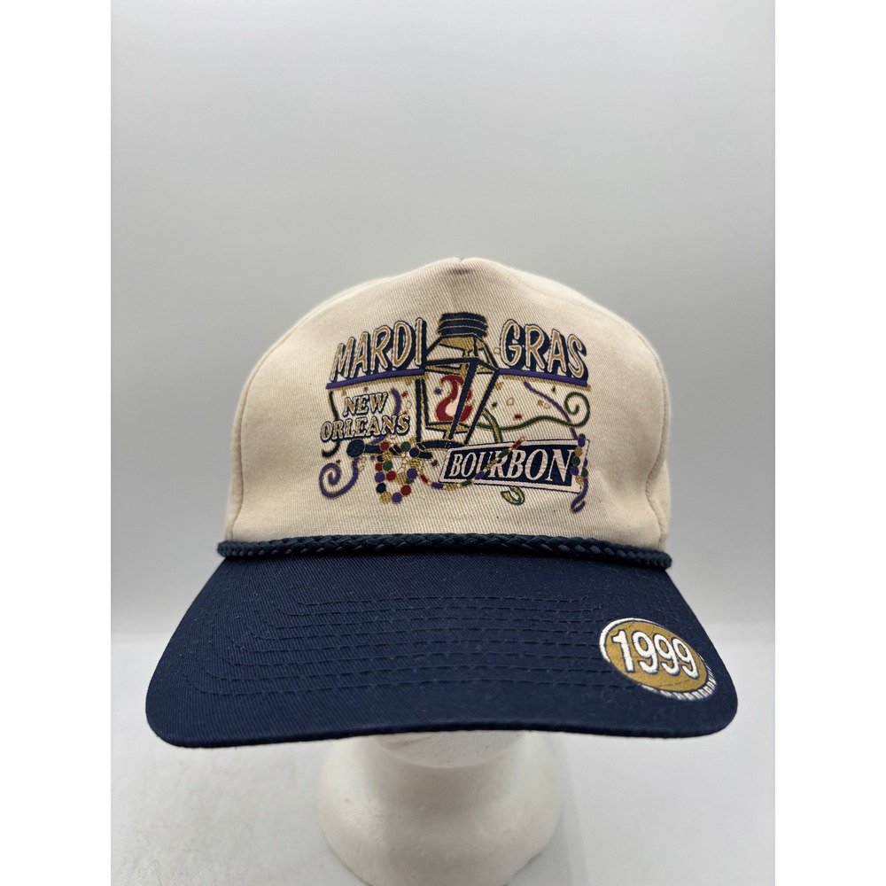 Vintage 1999 Mardi Gras Hat New Orleans Bourbon St Rope Snapback Falcon Headwear